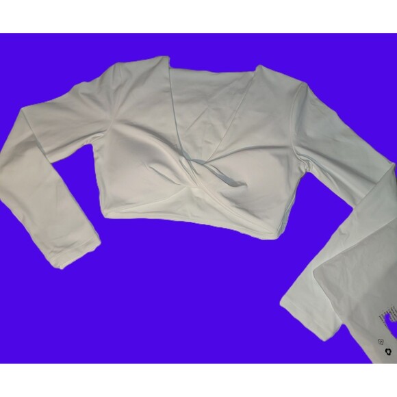 Twist Front Long Sleeve Crop Top Premium Fabric Yoga Gym Studio Street NEW sz M - Picture 16 of 16